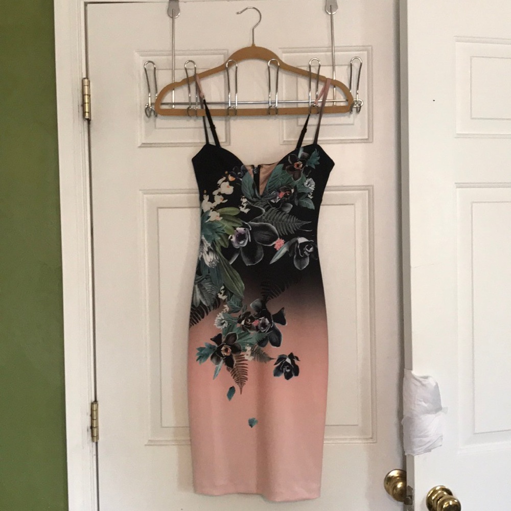 Black/Pink Ombre Summer Floral Dress